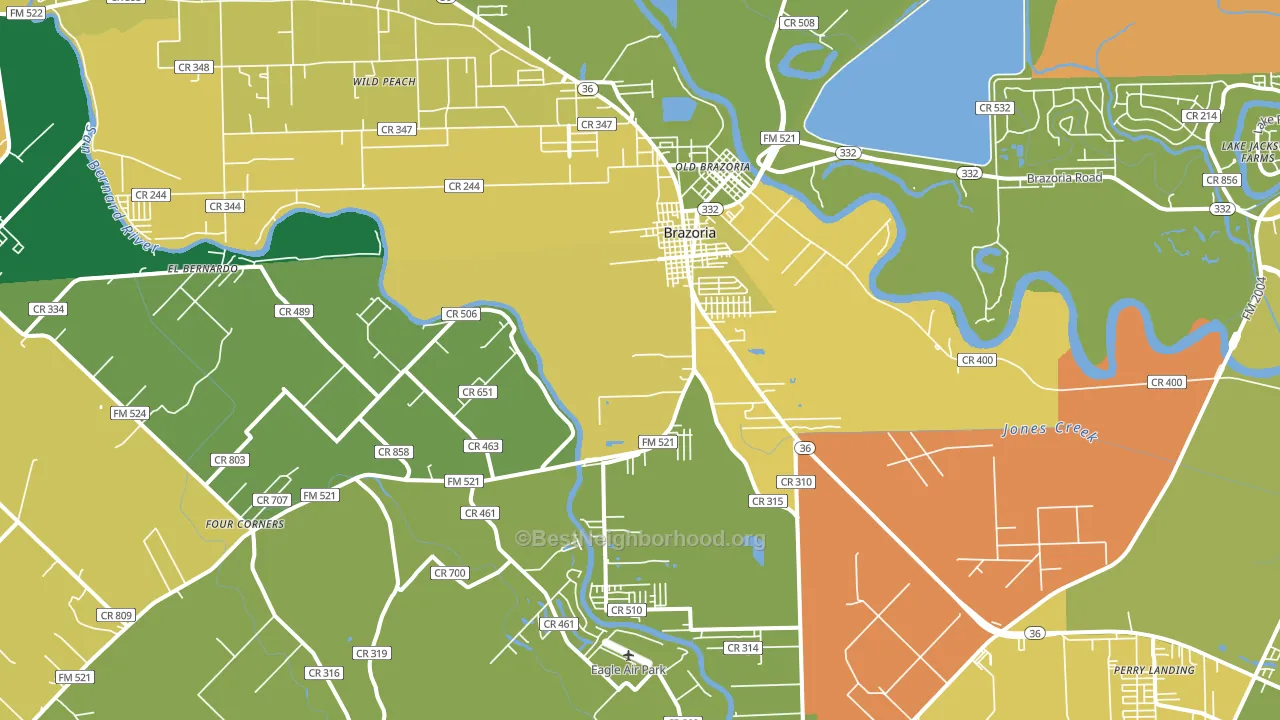 Brazoria, TX block-group voter-turnout map