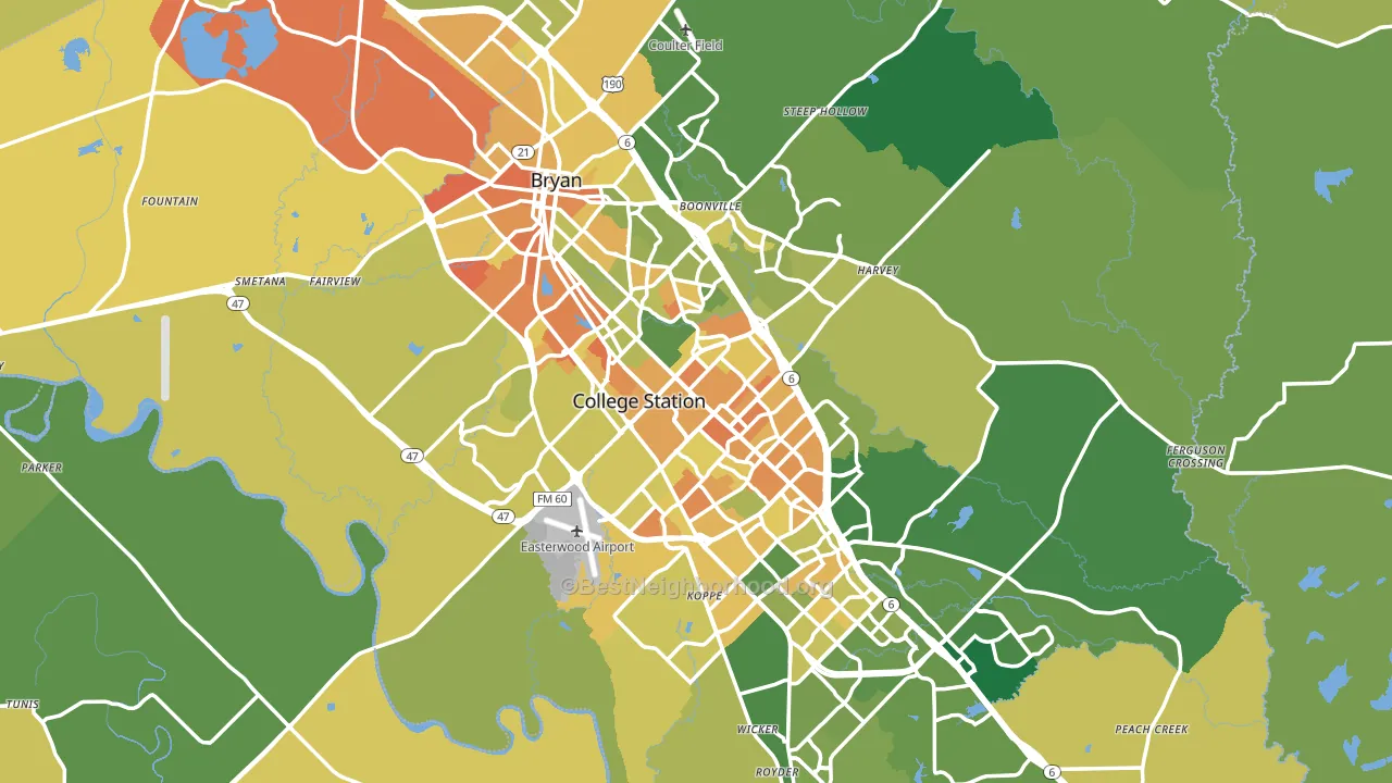 Brazos County, TX block-group voter-turnout map