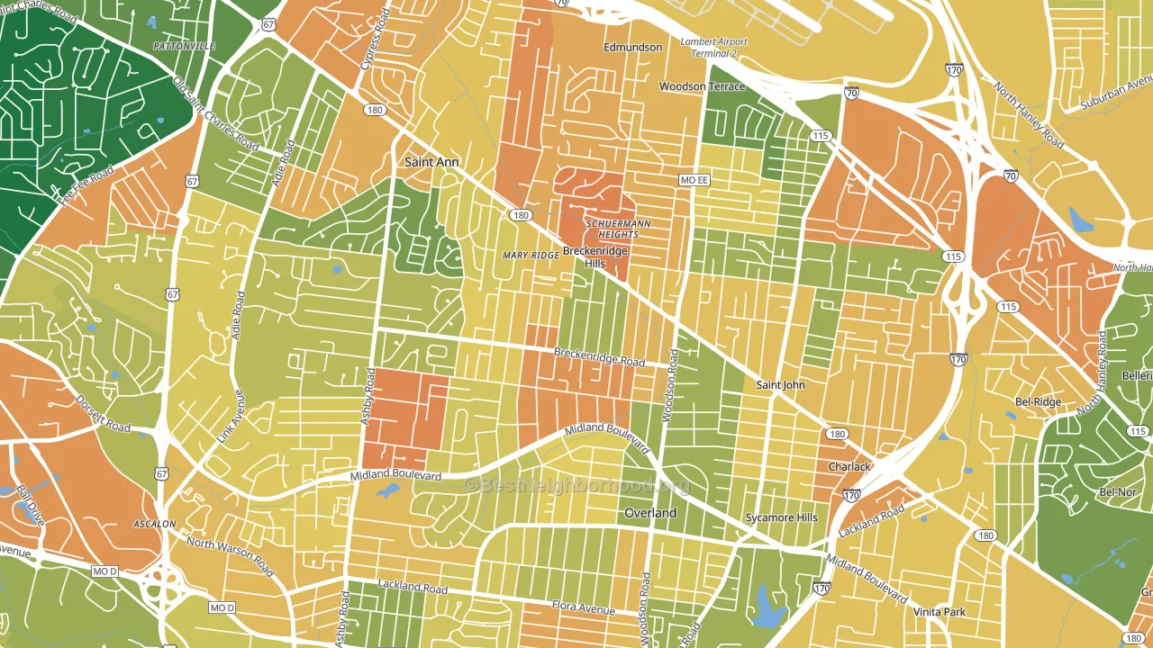Breckenridge Hills, MO block-group voter-turnout map
