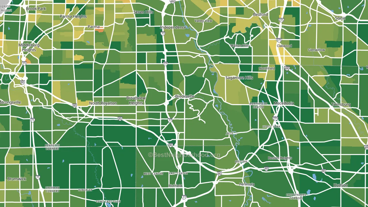 Brecksville, OH block-group voter-turnout map
