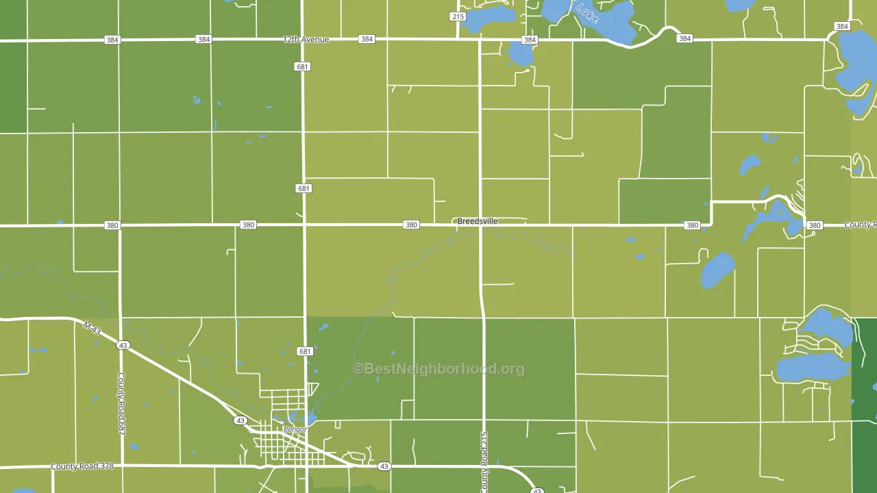 Breedsville, MI block-group voter-turnout map