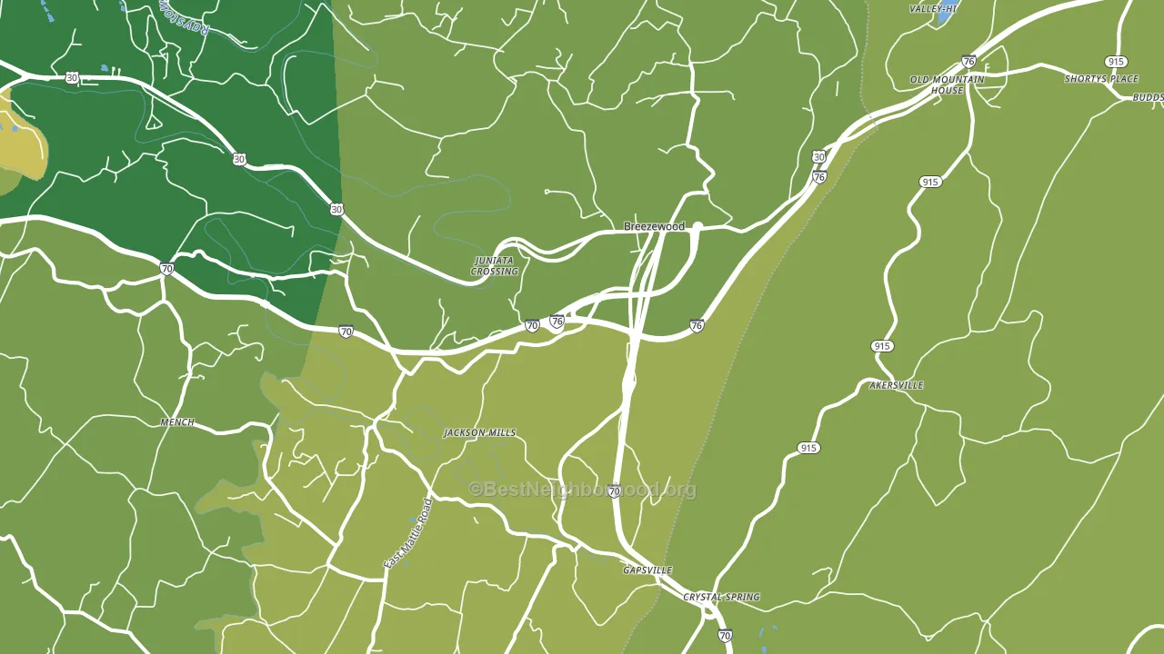 Breezewood, PA block-group voter-turnout map