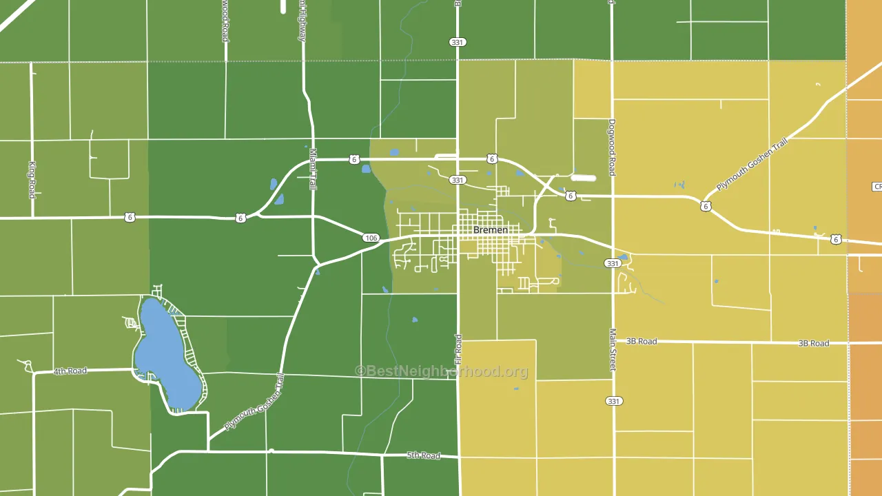 Bremen, IN block-group voter-turnout map