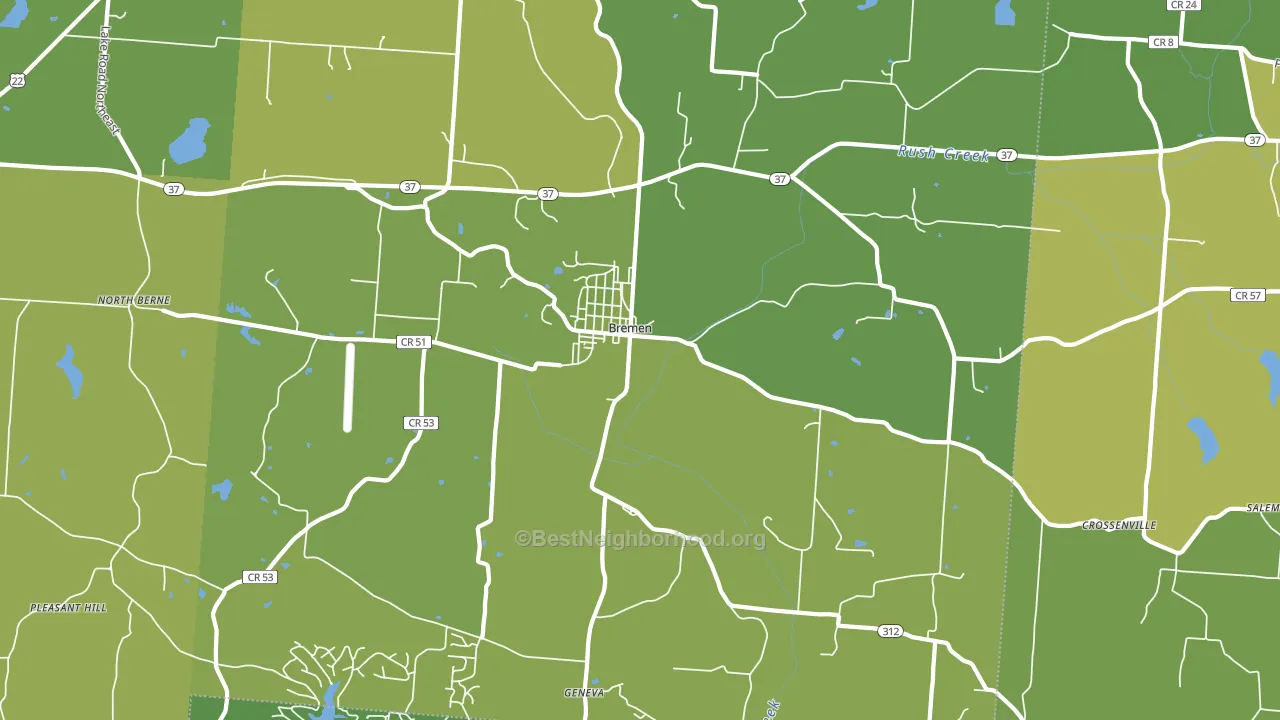 Bremen, OH block-group voter-turnout map