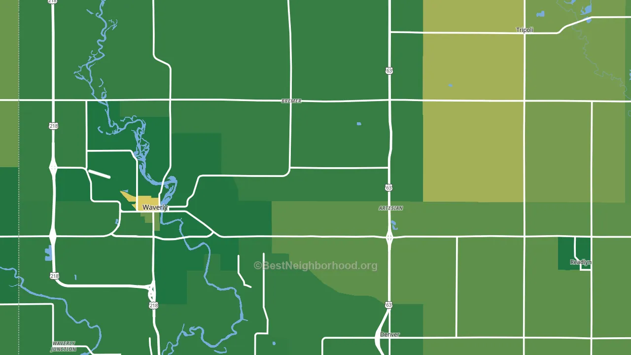 Bremer County, IA block-group voter-turnout map