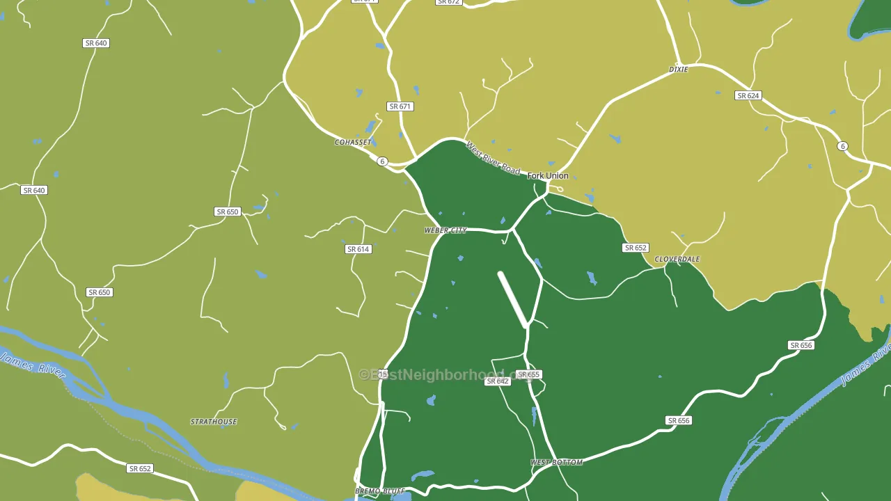 Bremo Bluff, VA block-group voter-turnout map