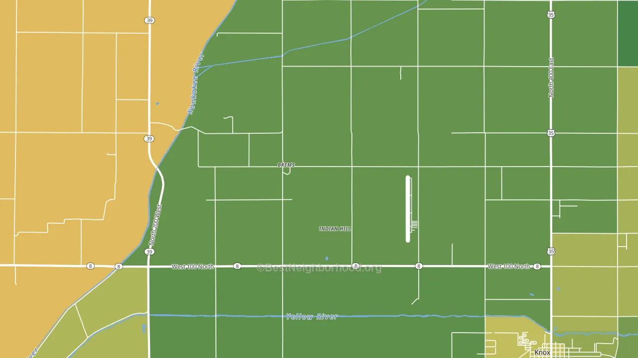 Brems, IN block-group voter-turnout map