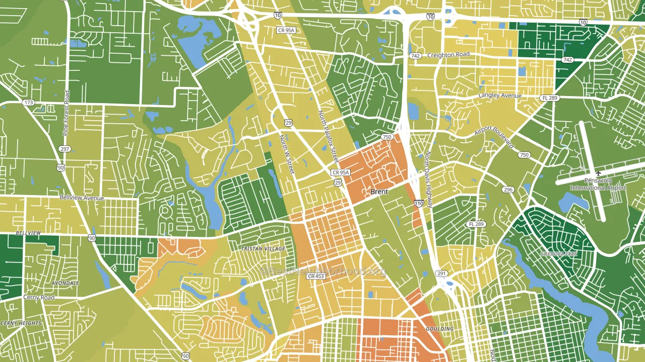 Brent, FL block-group voter-turnout map