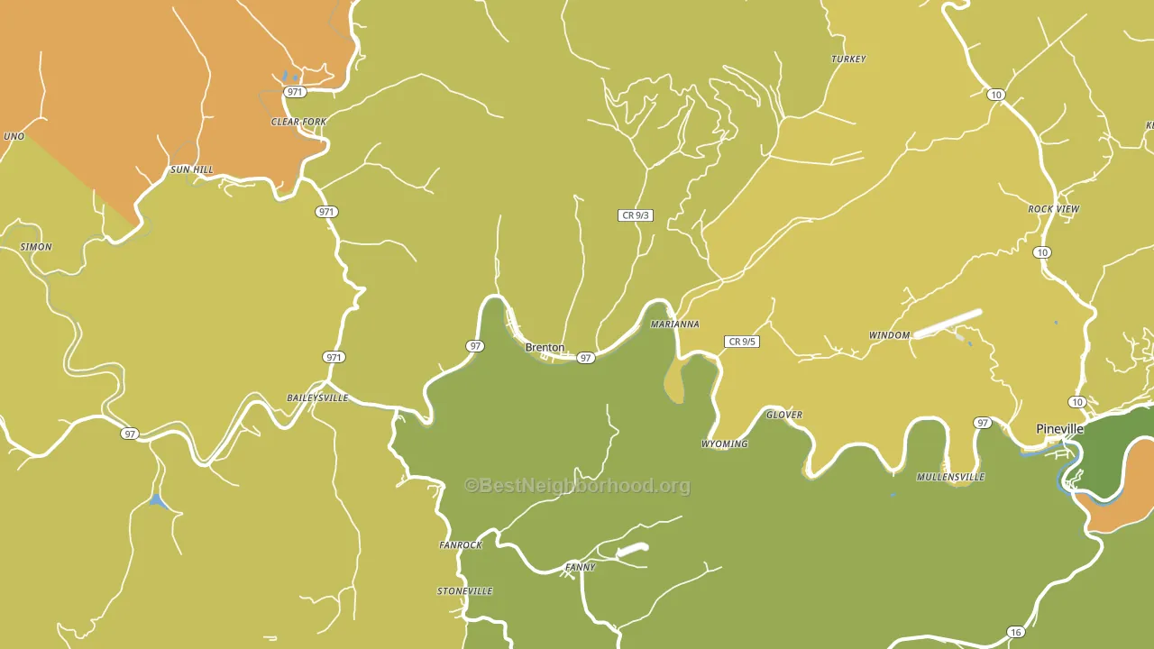 Brenton, WV block-group voter-turnout map