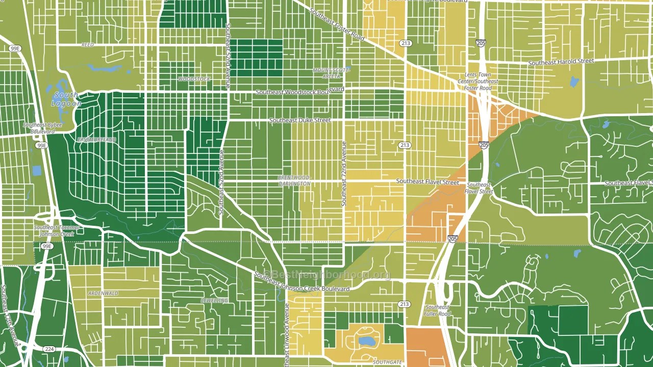 Brentwood-Darlington, Portland, OR block-group voter-turnout map