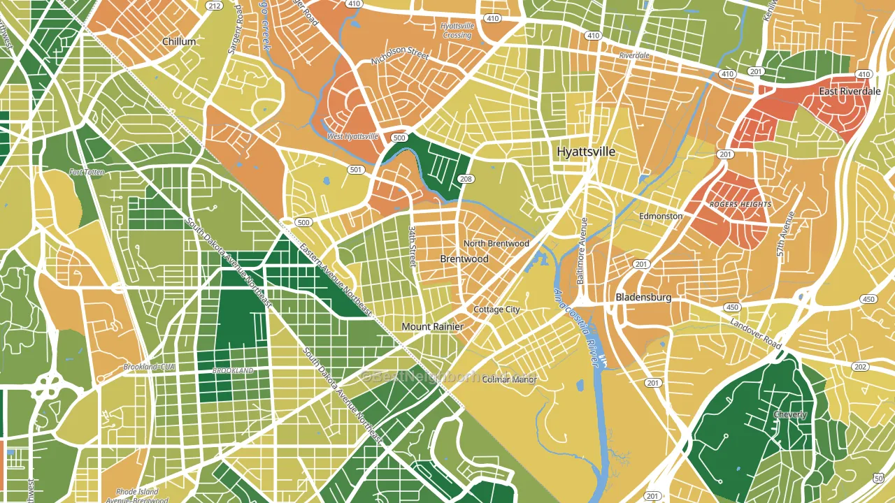 Brentwood, MD block-group voter-turnout map