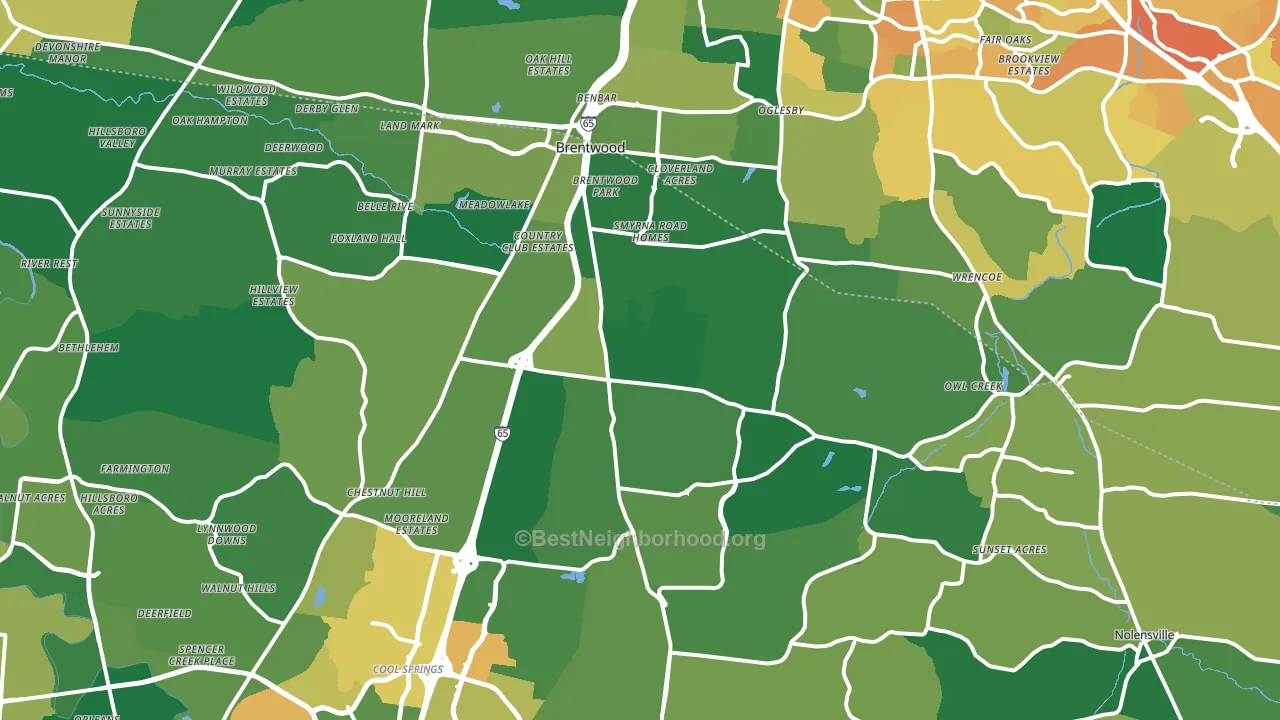 Brentwood, TN block-group voter-turnout map