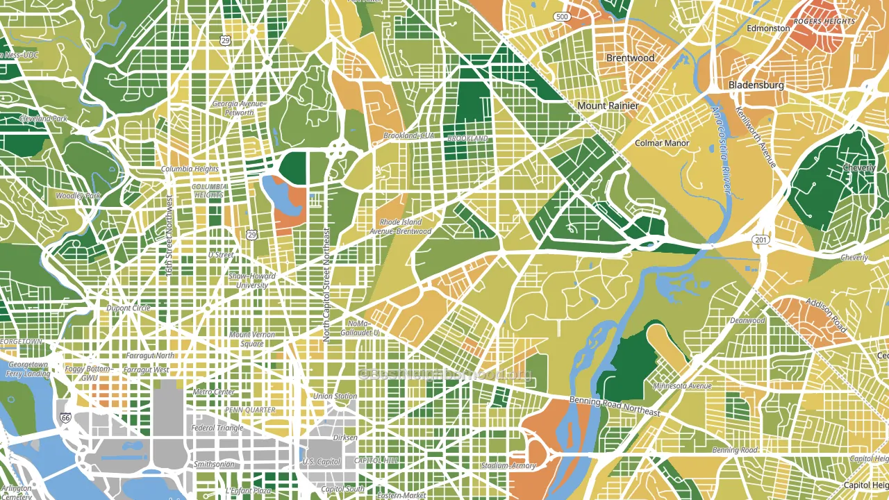 Brentwood, Washington, DC block-group voter-turnout map