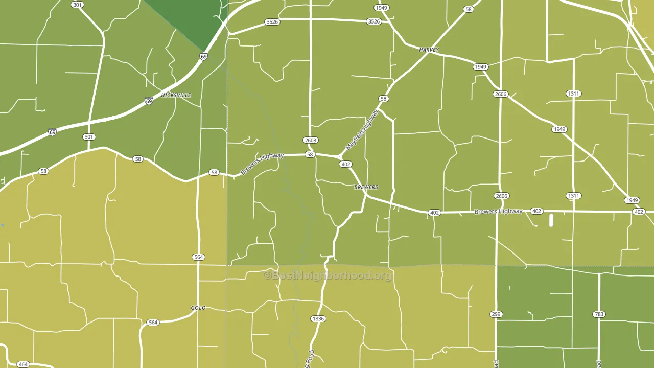Brewers, KY block-group voter-turnout map