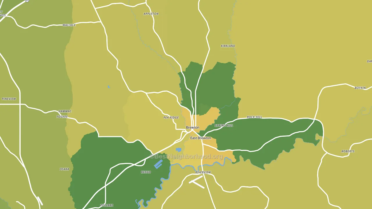 Brewton, AL block-group voter-turnout map