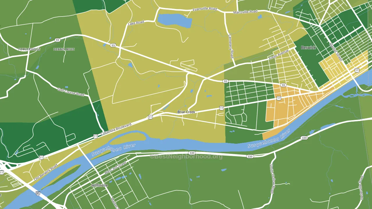 Briar Creek, PA block-group voter-turnout map