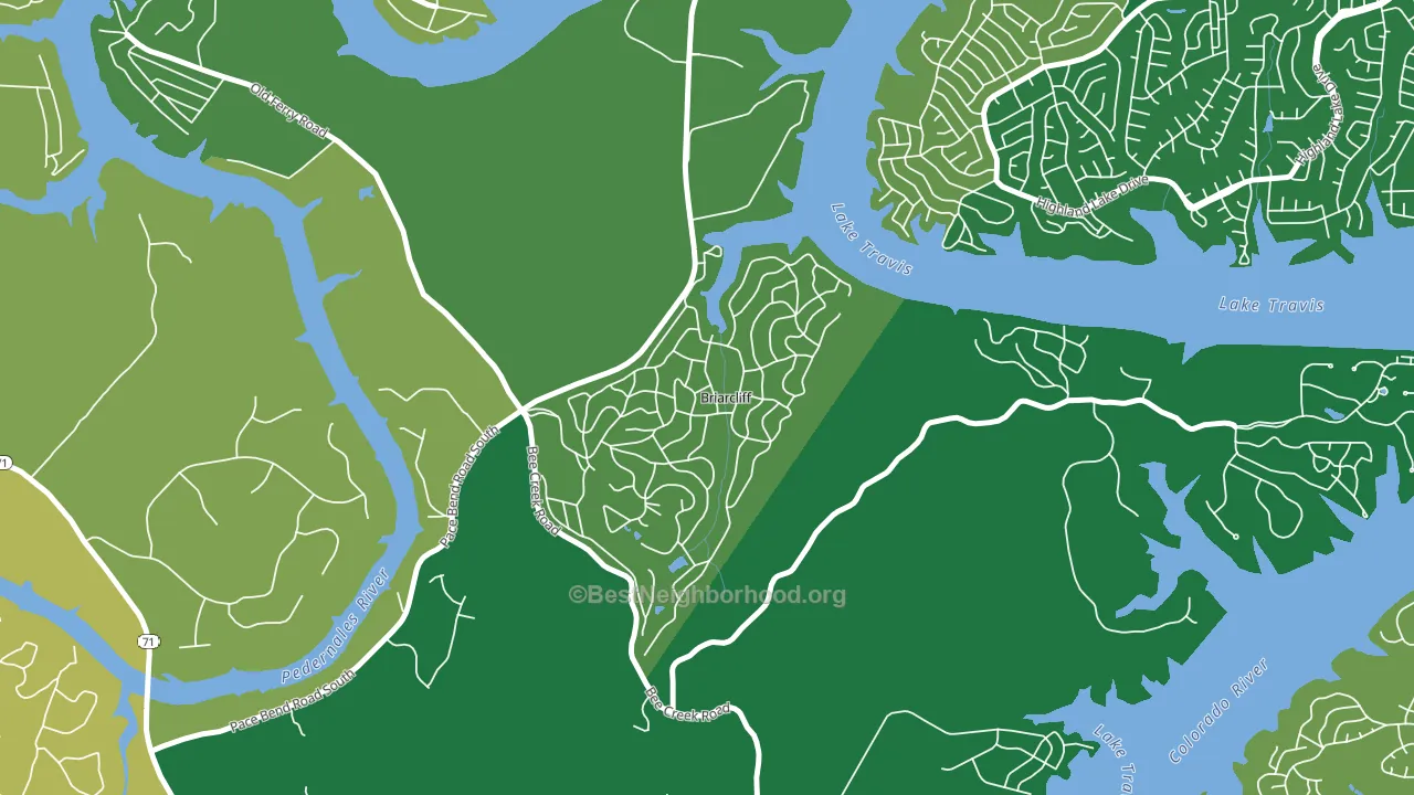 Briarcliff, TX block-group voter-turnout map