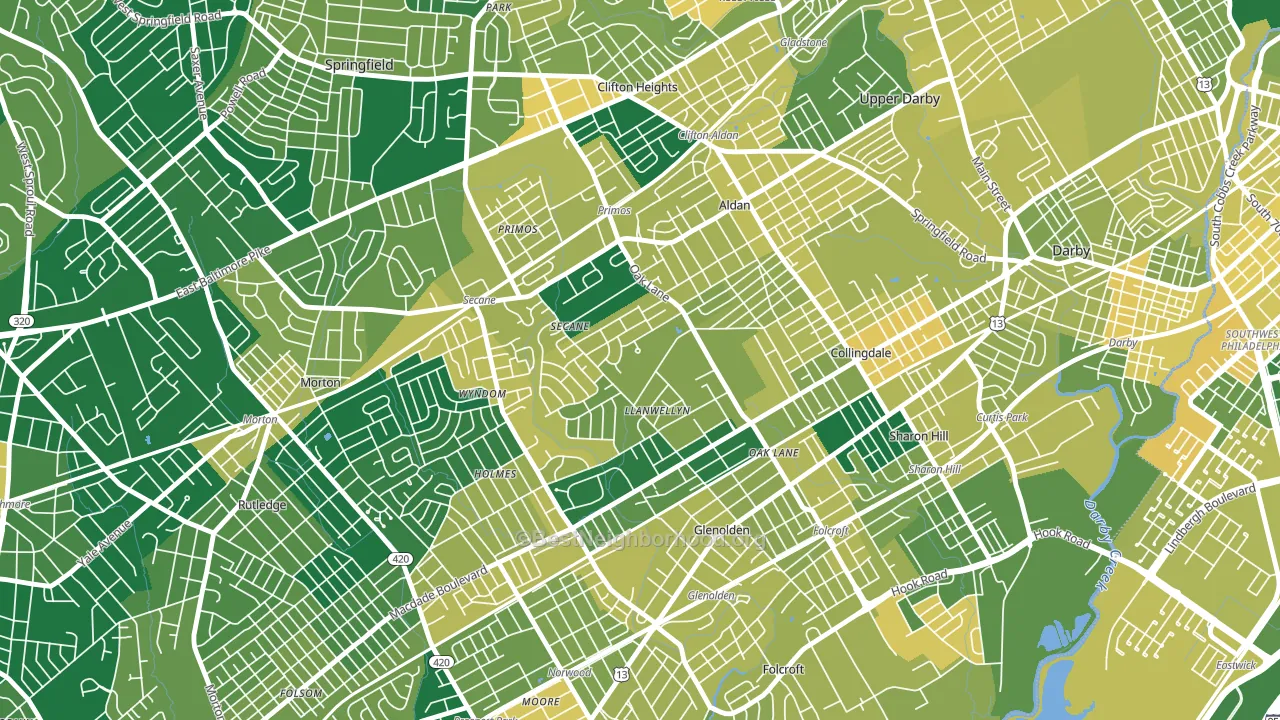 Briarcliffe, Glenolden, PA block-group voter-turnout map