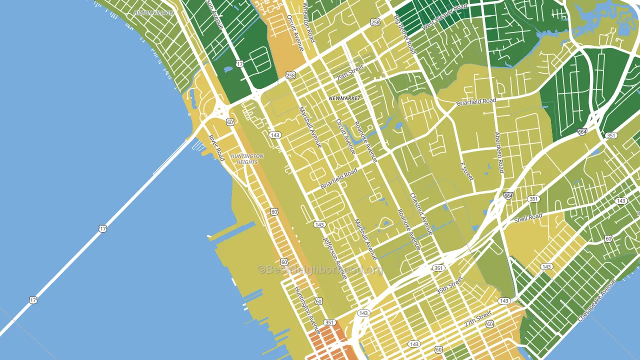 Briarfield, Newport News, VA block-group voter-turnout map