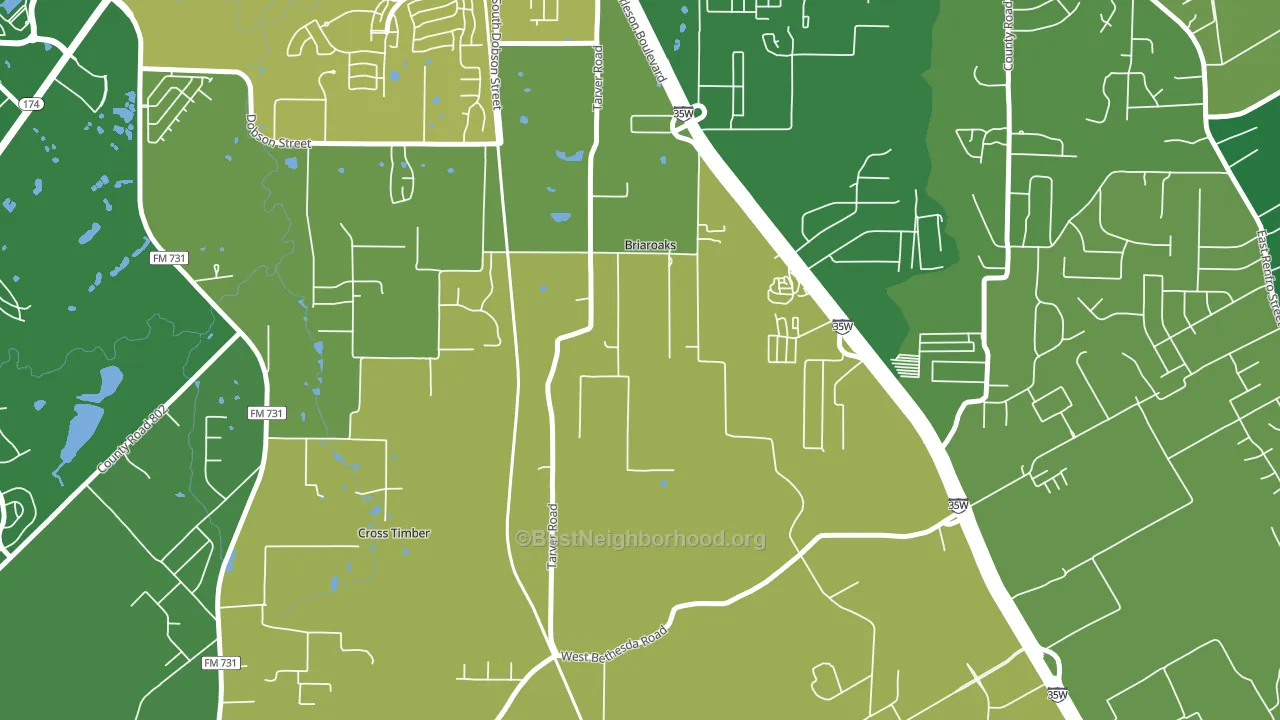 Briaroaks, TX block-group voter-turnout map