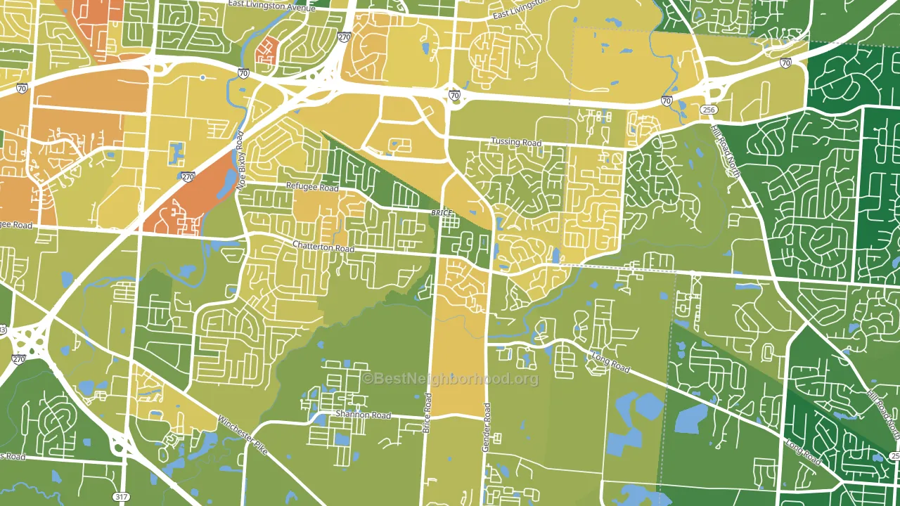 Brice, OH block-group voter-turnout map