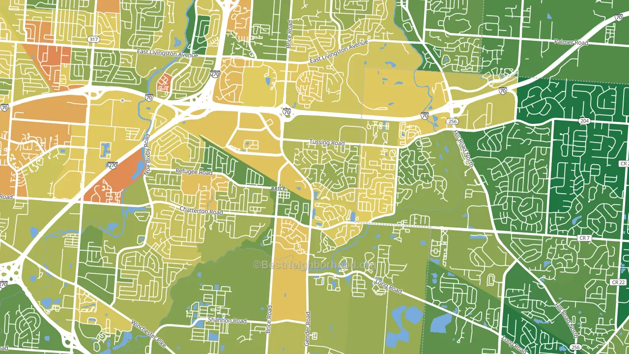Brice-Tussing, Columbus, OH block-group voter-turnout map