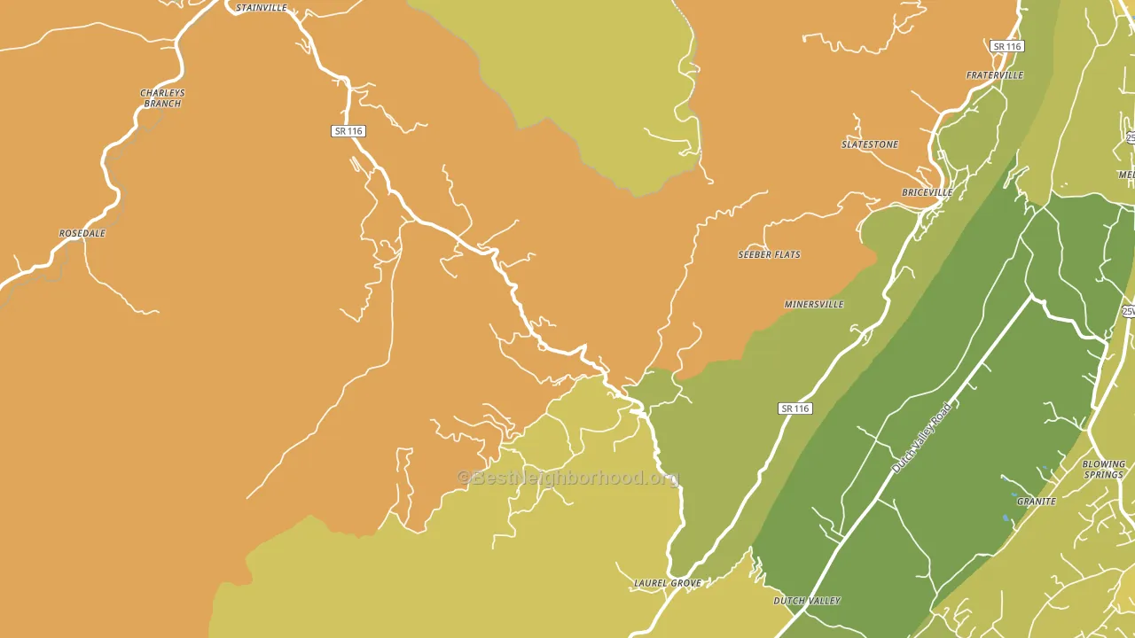 Briceville, TN block-group voter-turnout map