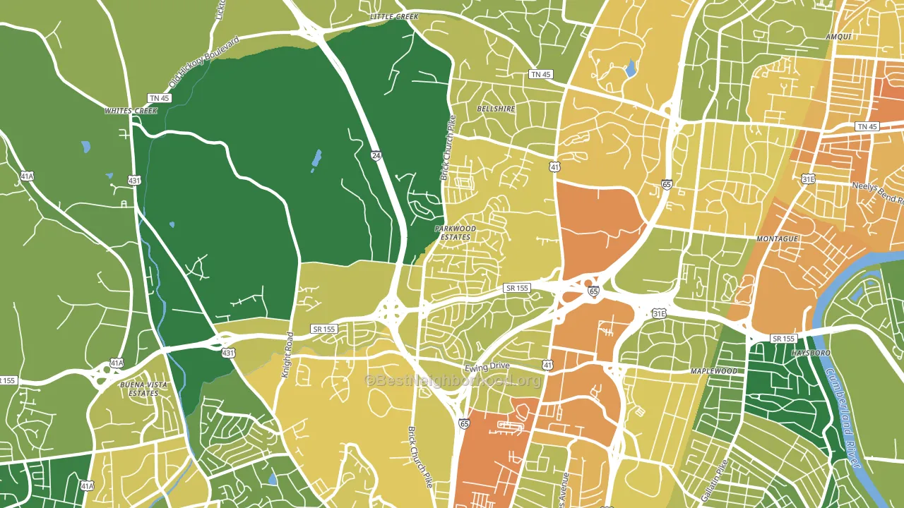 Brick Church Bellshire, Nashville, TN block-group voter-turnout map
