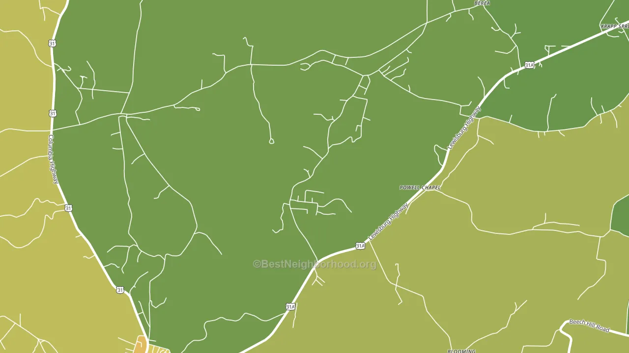 Brick Church, TN block-group voter-turnout map