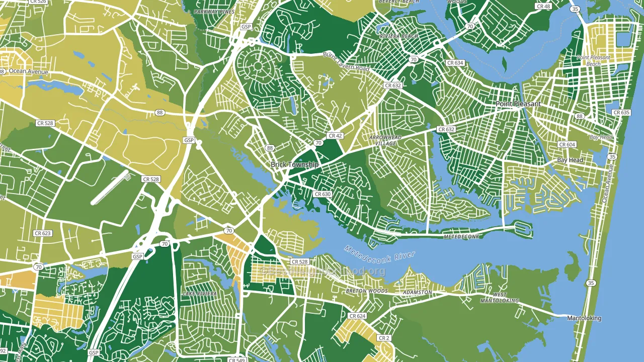 Brick, NJ block-group voter-turnout map