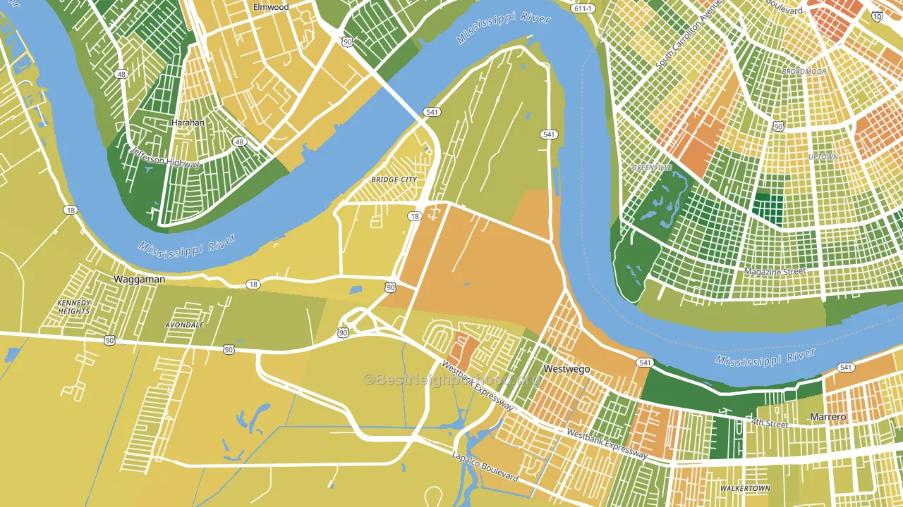 Bridge City, LA block-group voter-turnout map