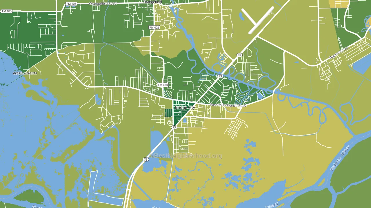 Bridge City, TX block-group voter-turnout map