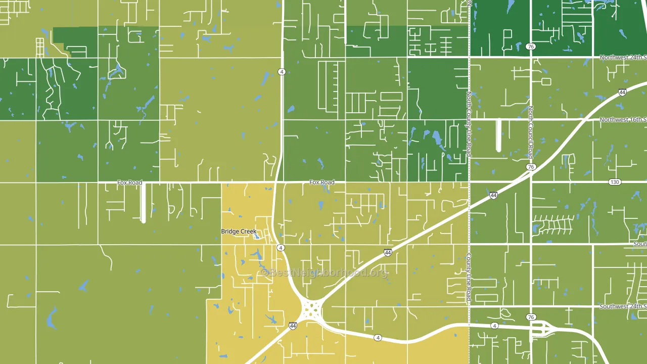 Bridge Creek, OK block-group voter-turnout map