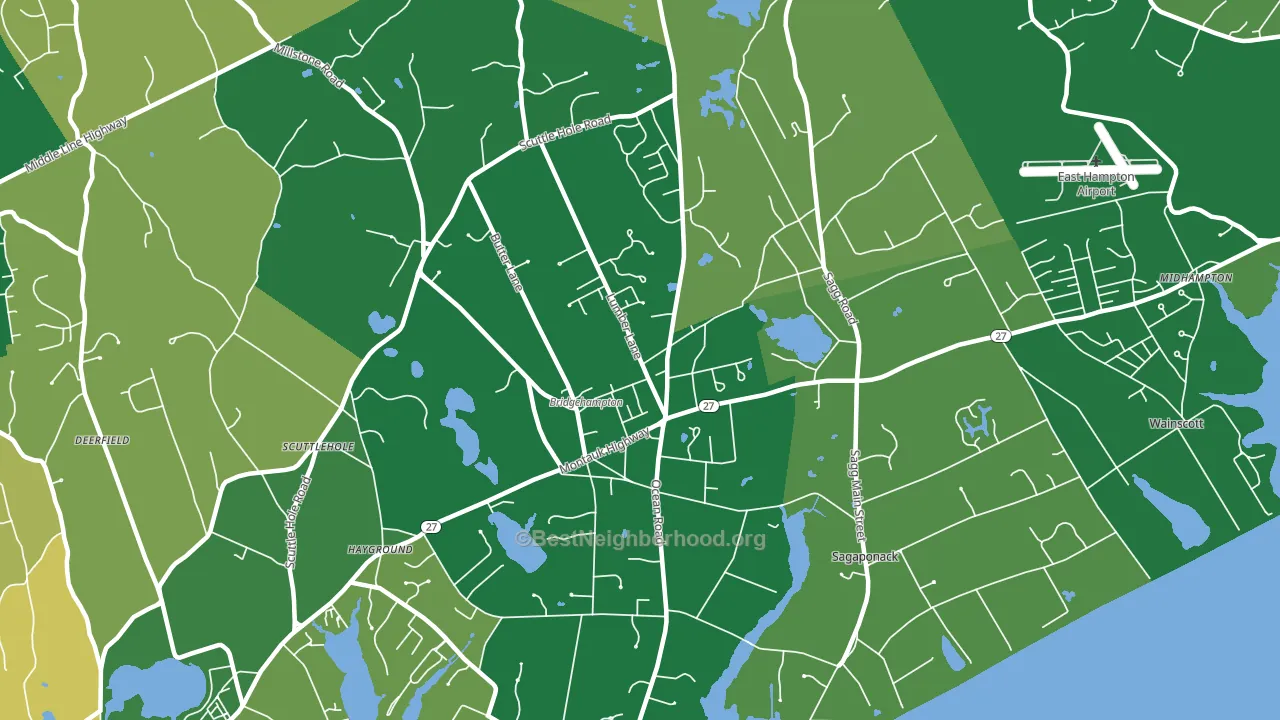 Bridgehampton, NY block-group voter-turnout map