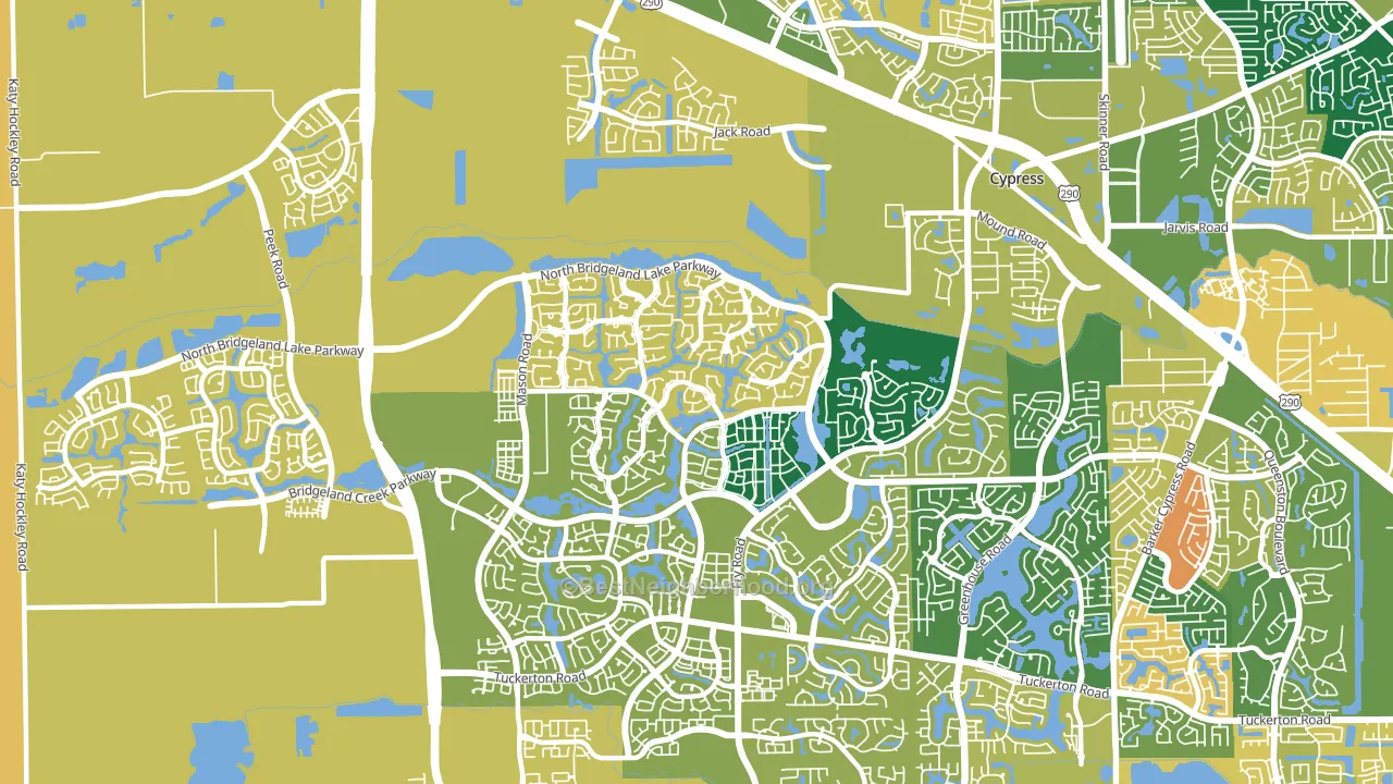 Bridgeland, Cypress, TX block-group voter-turnout map