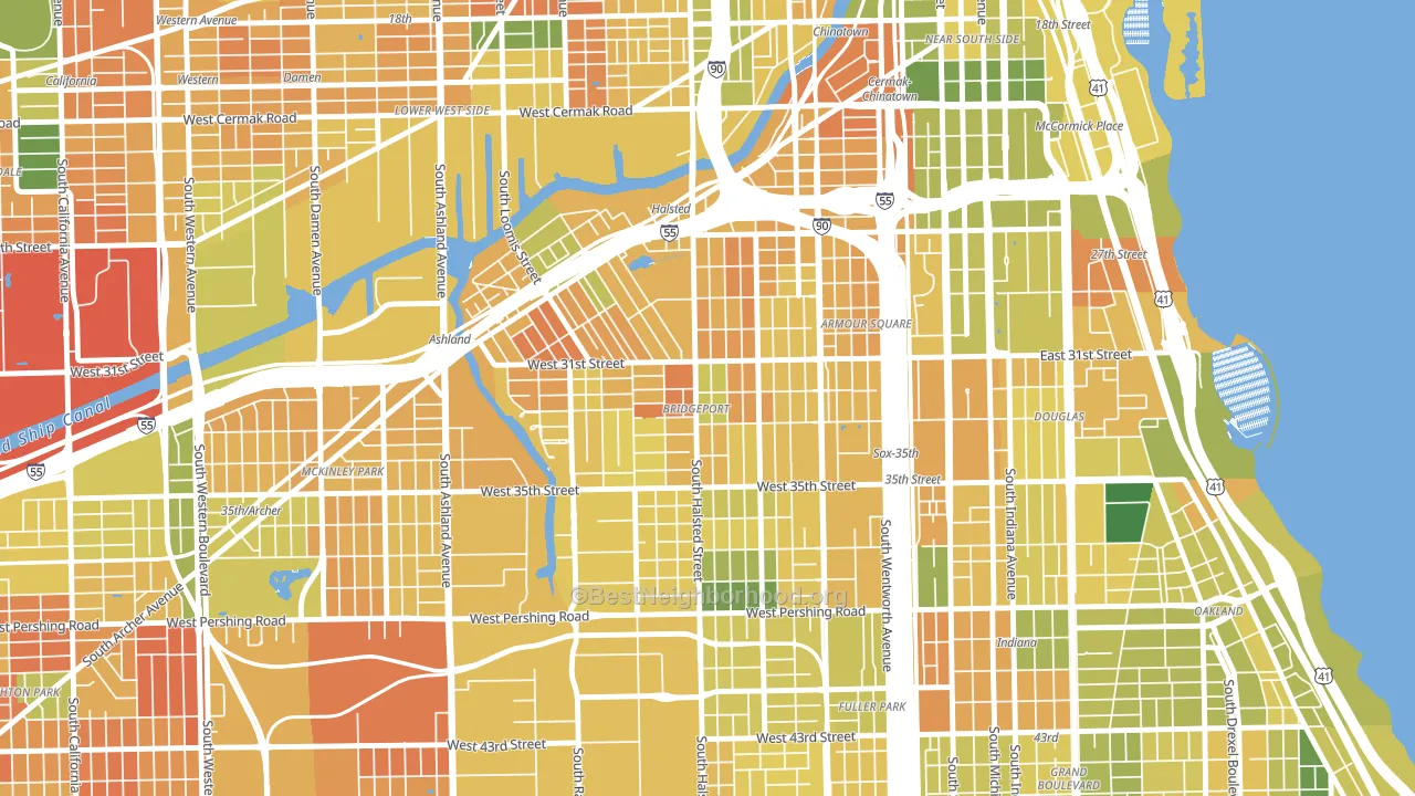 Bridgeport, Chicago, IL block-group voter-turnout map