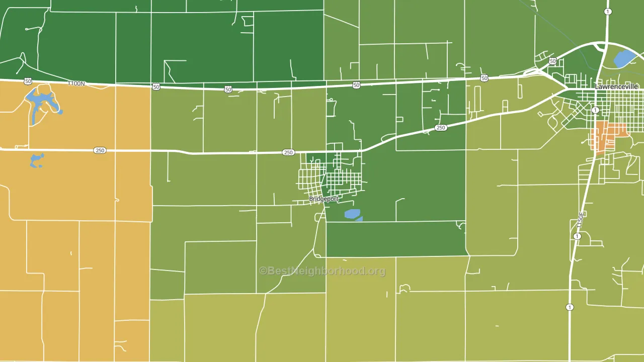 Bridgeport, IL block-group voter-turnout map