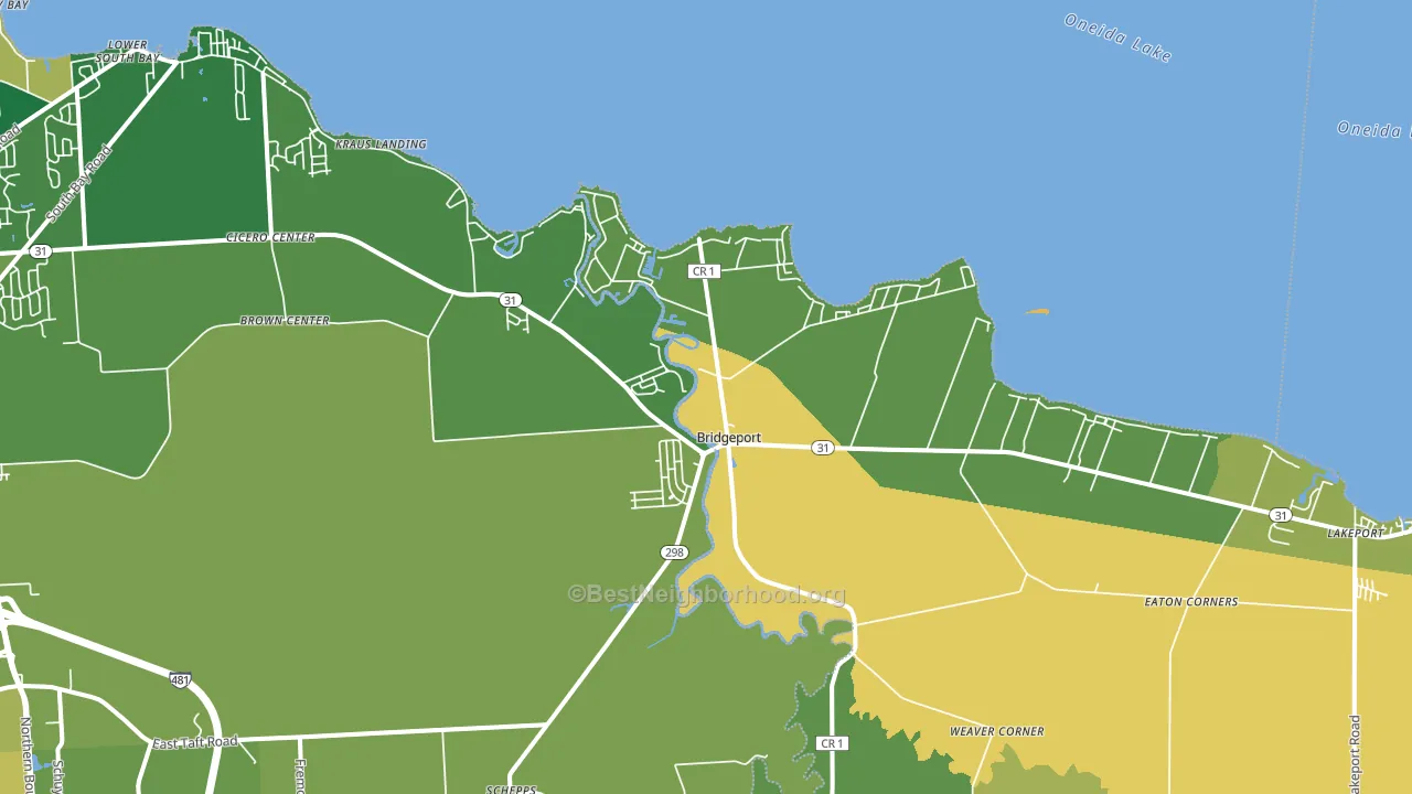 Bridgeport, NY block-group voter-turnout map