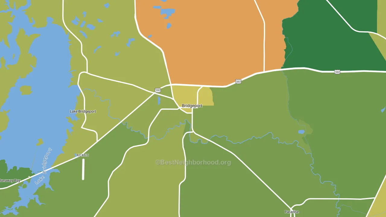 Bridgeport, TX block-group voter-turnout map