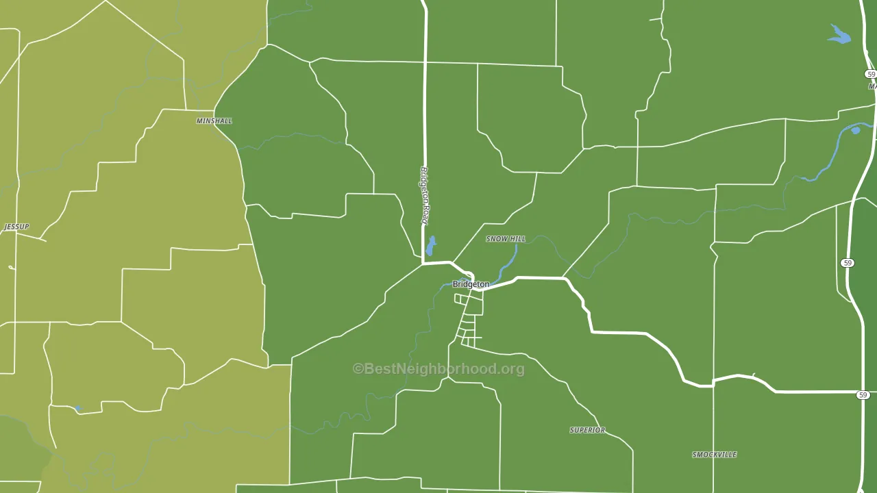 Bridgeton, IN block-group voter-turnout map