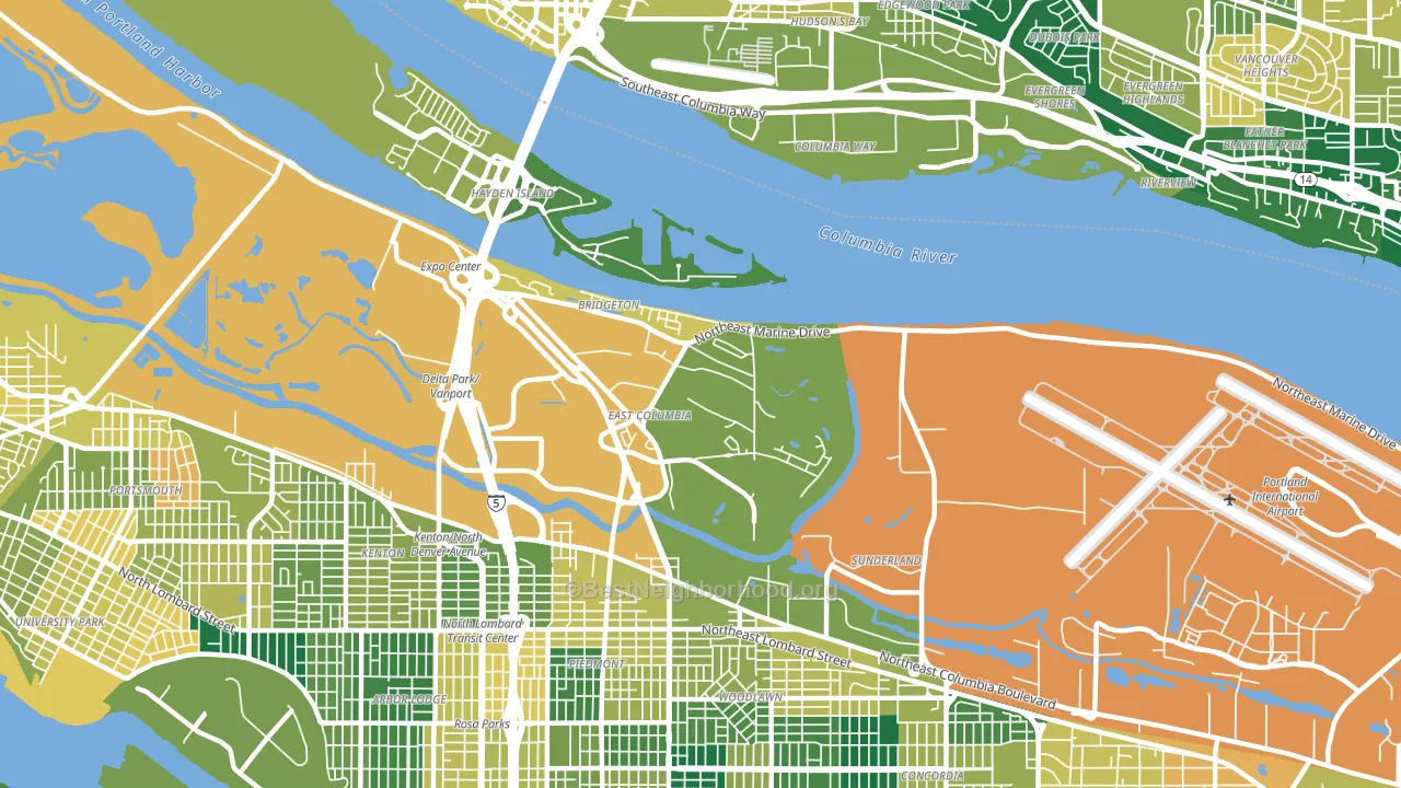 Bridgeton, Portland, OR block-group voter-turnout map