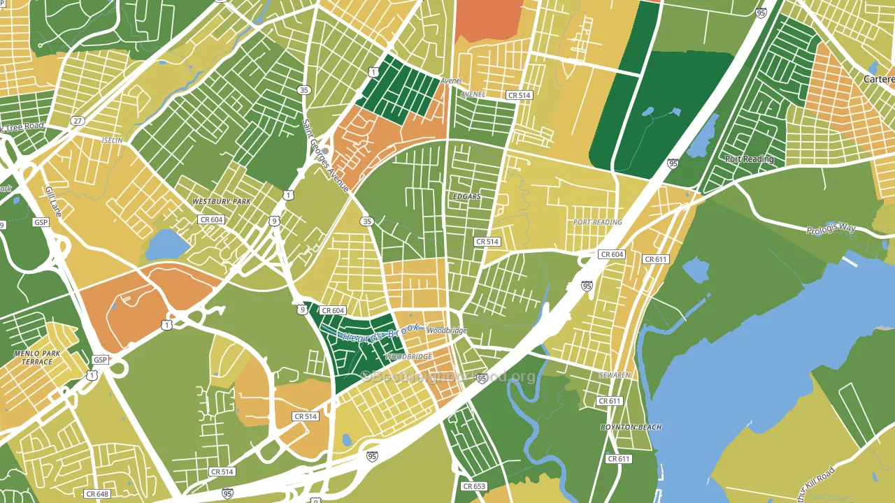 Bridgeton, Woodbridge, NJ block-group voter-turnout map