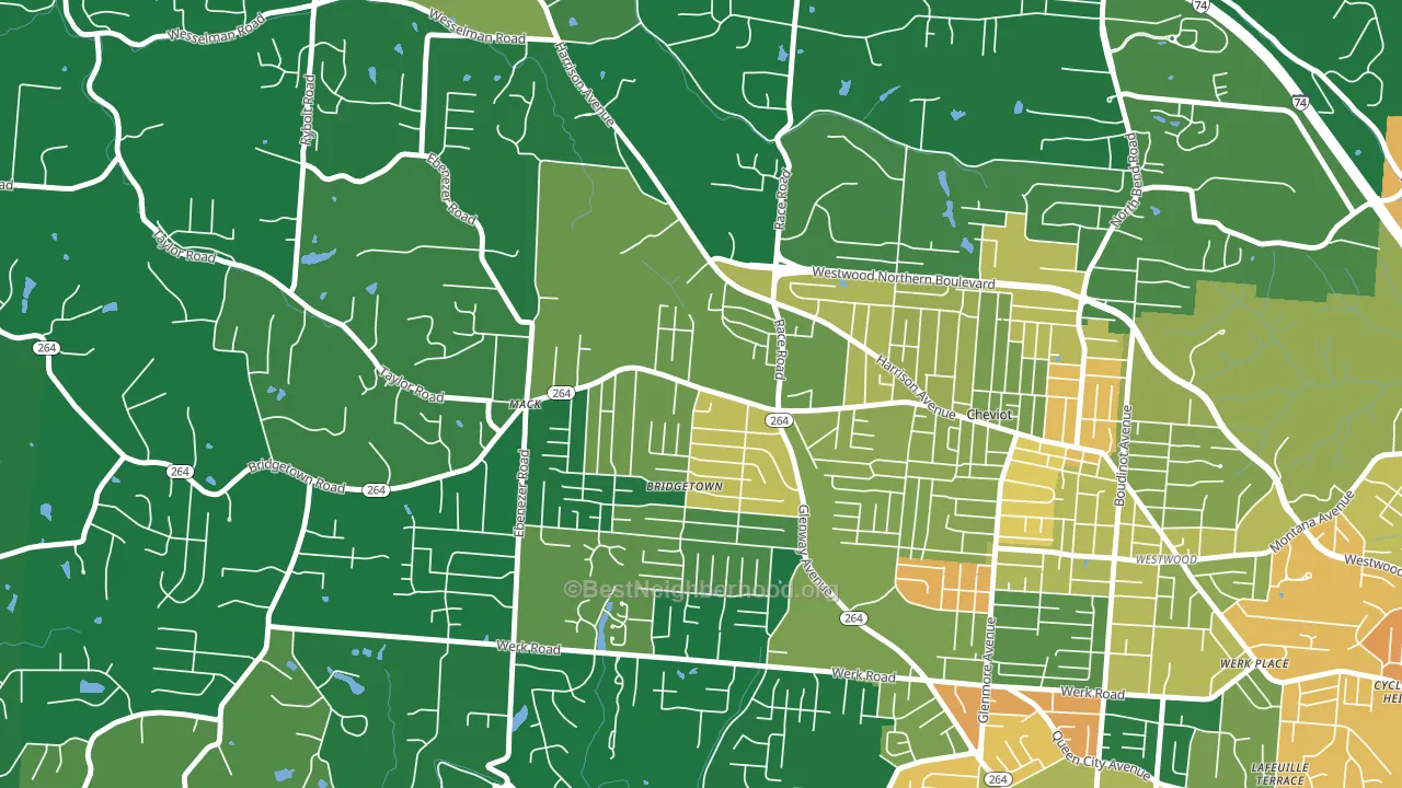 Bridgetown North, Cincinnati, OH block-group voter-turnout map