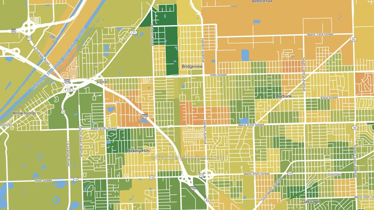 Bridgeview, IL block-group voter-turnout map