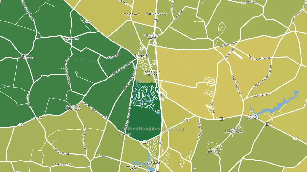 Bridgeville, DE block-group voter-turnout map