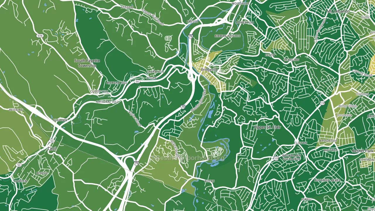 Bridgeville, PA block-group voter-turnout map