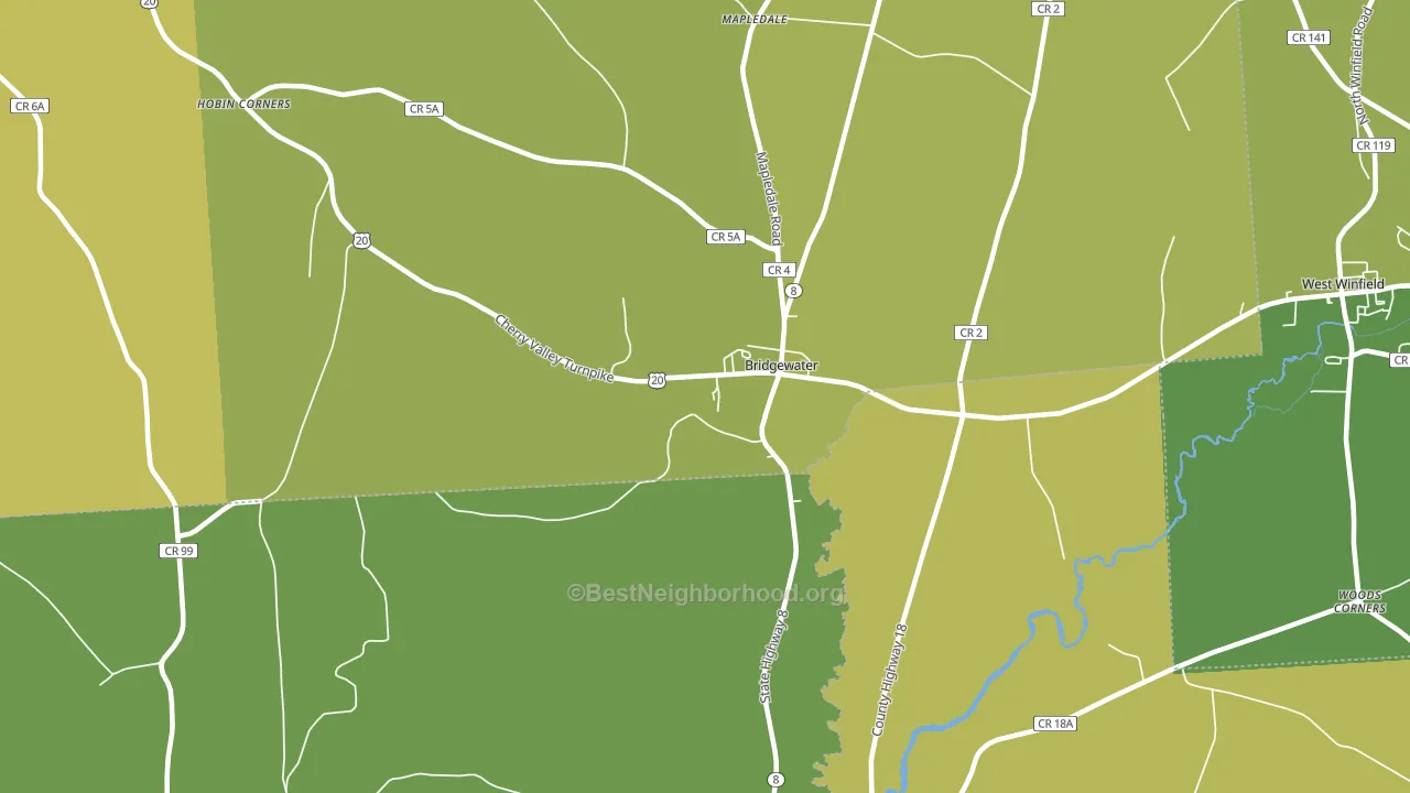 Bridgewater, NY block-group voter-turnout map