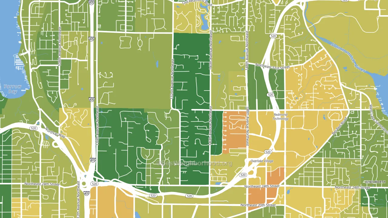 Bridle Trails, Bellevue, WA block-group voter-turnout map