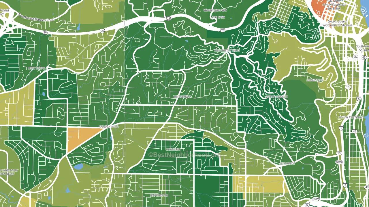 Bridlemile, Portland, OR block-group voter-turnout map