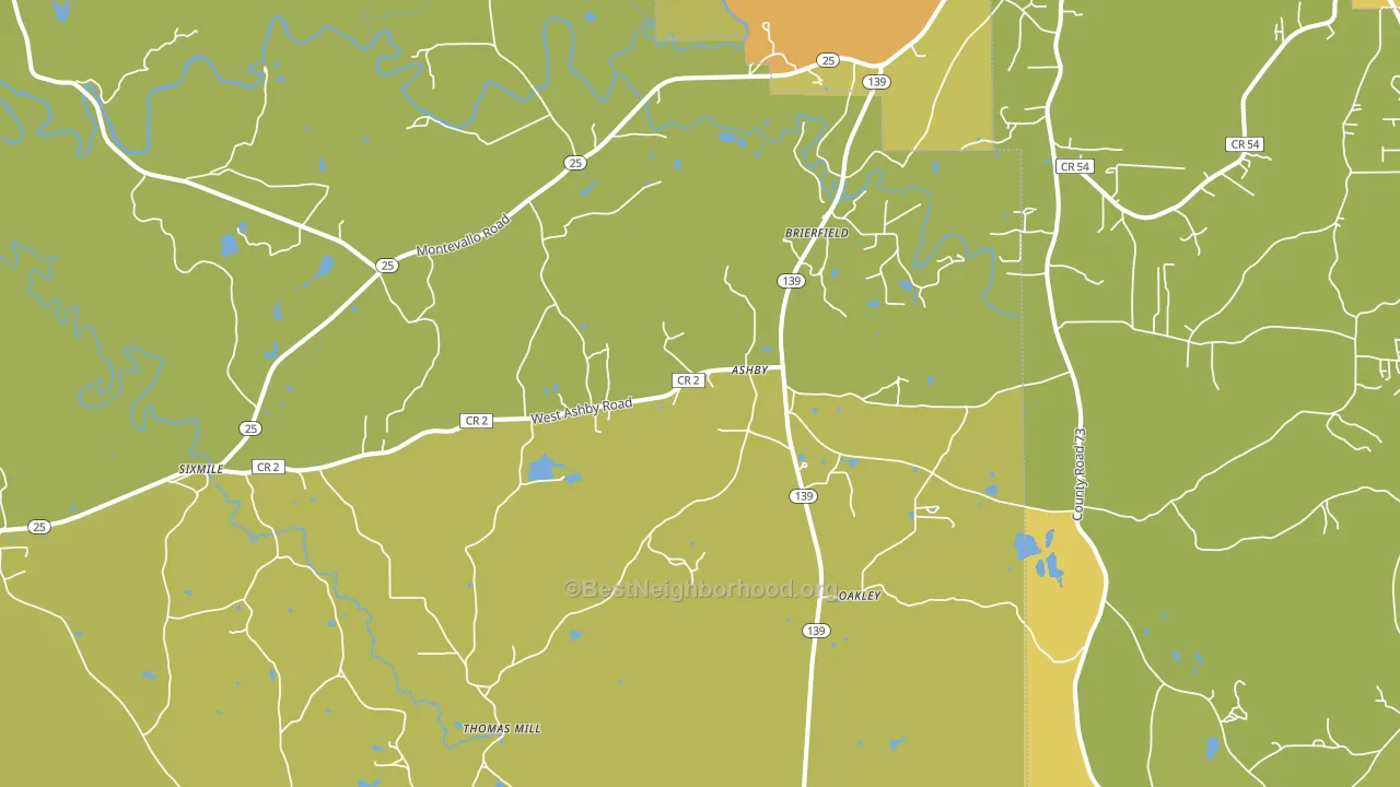Brierfield, AL block-group voter-turnout map